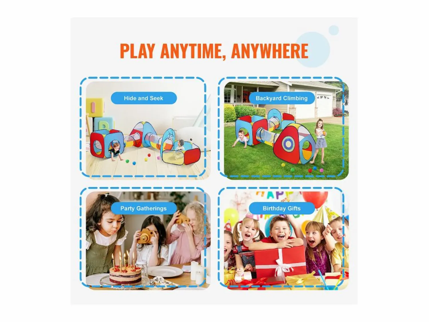 Clearance Tienda de Juego 5 en 1 para Niños SucceBuy con Túnel, Canasta de Baloncesto para Bebés, Varones y Niñas