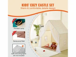 Outlet Tienda de Juego para Niños SucceBuy, 1 a 5 Años, Yurta, con Alfombra y Lámpara