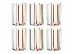 Discount Tirache Zafferano Vaso en Vidrio Borosilicato Bicolor Rojo-Gris Caja de 6 Piezas Amarillo