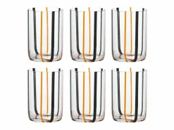 Best Tirache Zafferano Vaso en Vidrio Borosilicato Bicolor -Naranja Caja de 6 Piezas Negro