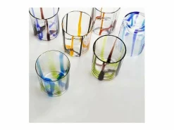 Best Tirache Zafferano Vaso en Vidrio Borosilicato Bicolor -Naranja Caja de 6 Piezas Negro