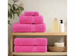 Discount Toallas de baño 4 uds 100% algodón verde 100x150 cm 600 gsm ES209966 Rosa