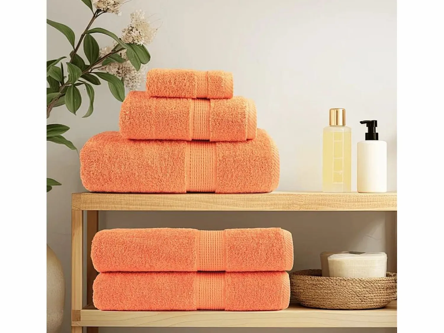 Hot Toallas de baño 4 uds 100% algodón verde 100x150 cm 600 gsm ES766661 Naranja