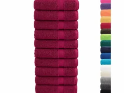 Sale Toallas de baño 10 uds 100% algodón burdeos 100x150 cm 600 gsm ES522569 Rojo