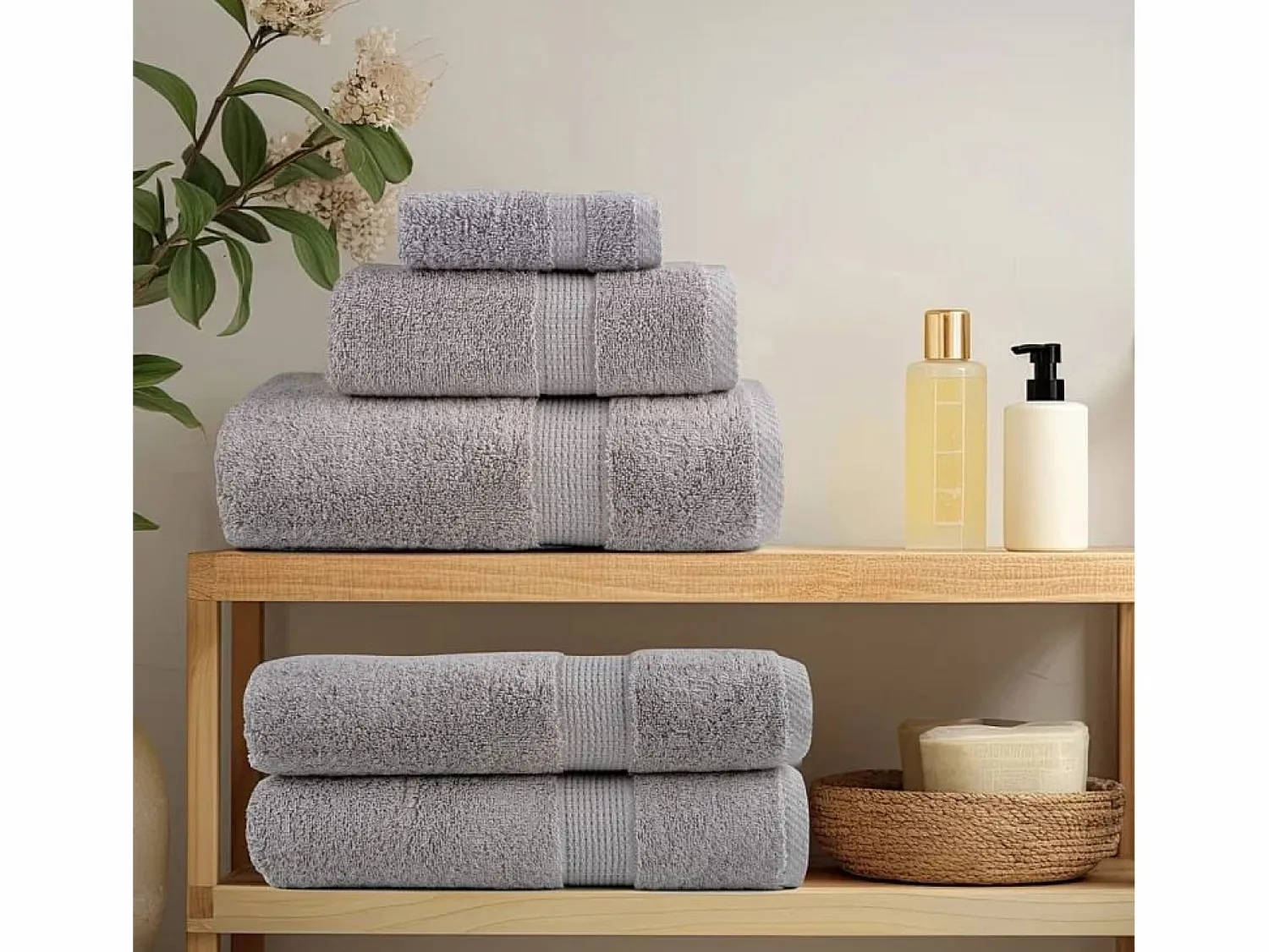 Best Toallas de baño 10 uds 100% algodón 100x150 cm 600 gsm ES399846 Gris