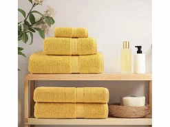 Toallas de baño 10 uds 100% algodón amarillo 100x150 cm 600 gsm ES930090