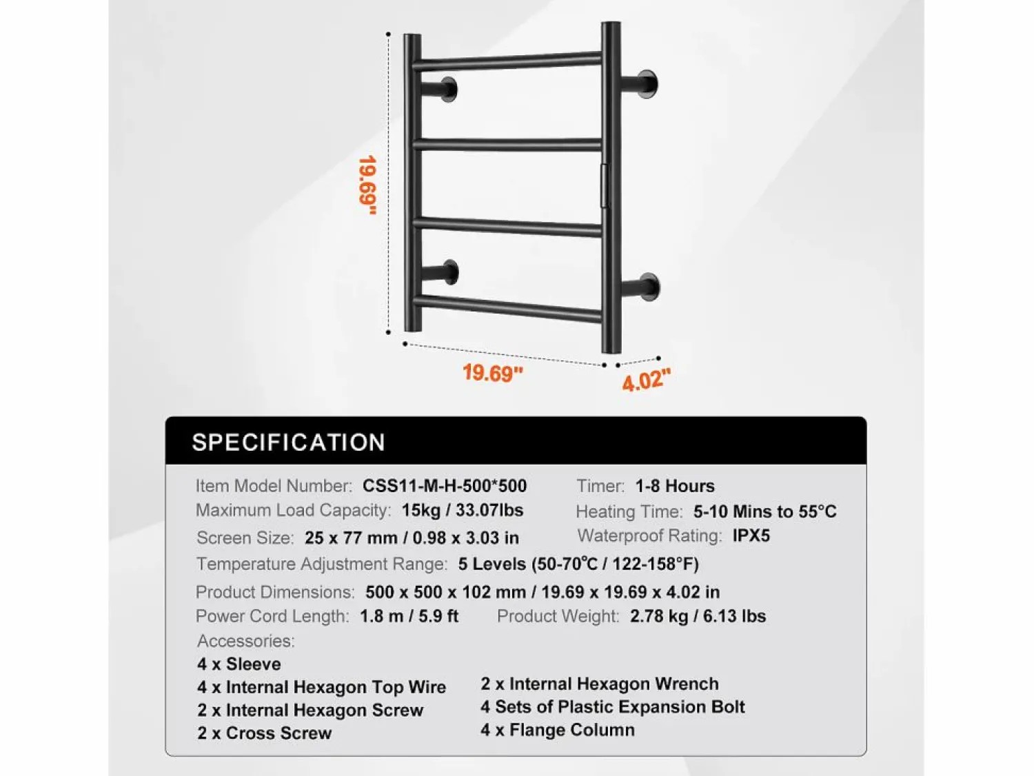 Discount Toallero Calefactable SucceBuy Calienta Toallas 4 Barras Negro