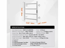 Toallero Calefactable Toallero de Pared de 4 Barras, Toallero de Baño Térmico, Plata