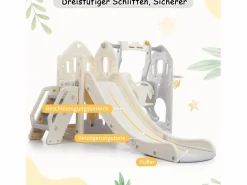 Merax Tobogán infantil 5 en 1 - 179 x 184 x 103 cm - HDPE - Con columpio y espacio de almacenamiento -