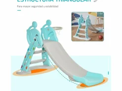 Homcom Tobogán infantil azul, gris 147x82x85,5 cm