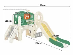 Hot Hauss Spole Tobogán infantil combinado con aro de baloncesto y escalera - Verde