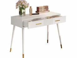 Hot Tocador - 100 x 40 x 76 cm - Escritorio con 2 cajones - Patas metálicas - MDF - (sin espejo) Tocador