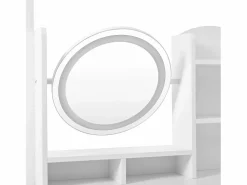 OKWISH Tocador con espejo LED, espejo de cuerpo entero, 4 cajones de almacenamiento - taburete incluido