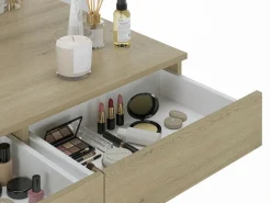 Vente-unique Tocador colgante con espejo LED 2 cajones - JINEZA