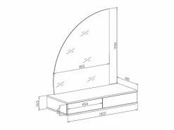 Vente-unique Tocador colgante con espejo LED 2 cajones - JINEZA