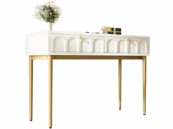 ModernLuxe Tocador con 2 cajones - de aglomerado - Blanco Blanco / Dorado