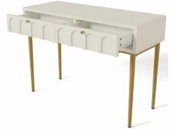 ModernLuxe Tocador con 2 cajones - de aglomerado - Blanco Blanco / Dorado