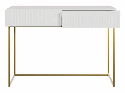Clearance SELSEY Tocador con dos cajones y patas de metal dorado - 110 cm - - VELDIO Blanco