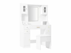 Clearance Tocador con espejo 152×40×105 cm - con taburete - con LED regulable y toma de corriente - con 6 cajones y 4 puertas - Tocador