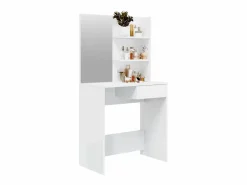 vidaxl Tocador con espejo brillante 74,5x40x141 cm