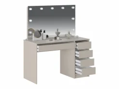 Vente-unique Tocador con espejo con LEDs 5 cajones color - JENEMI