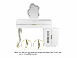 New Tocador con espejo LED - 100 x 40 x 78 cm - con 2 cajones + 2 puertas - sin taburete - aglomerado - Tocador