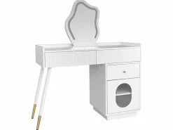 Merax Tocador con espejo LED - 100 x 40 x 75 cm - con 3 cajones + 1 puerta - sin taburete - aglomerado -