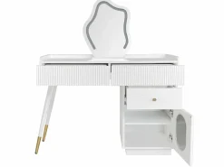 Merax Tocador con espejo LED - 100 x 40 x 75 cm - con 3 cajones + 1 puerta - sin taburete - aglomerado -