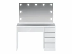 Vente-unique Tocador con espejo LED 5 cajones color brillante - JENEMI