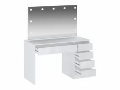 Vente-unique Tocador con espejo LED 5 cajones color brillante - JENEMI