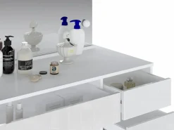 Vente-unique Tocador con espejo LED 5 cajones color brillante - JENEMI