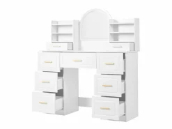Tocador con espejo, LED, 9 cajones, mesa de maquillaje, (120x40x135 cm)