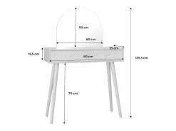Clearance Tocador con espejo redondeado y 2 cajones de rejilla natural Muebles Niño