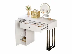 Sale ModernLuxe Tocador con espejo 100x40x116 cm - con iluminación LED 3 colores - con 1 cajón y 1 puerta - Blanco