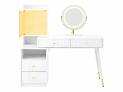 Outlet Tocador con espejo 100x40x125 cm - con LED ajustable - con 4 cajones y 1 puerta de vidrio - 1 compartimento de almacenamiento abierto - Tocador