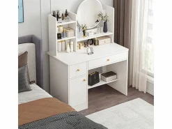 Online TOCADOR CON ESPEJO Y CAJONES MAQUILLAJE GLAMOUR ESCANDINAVO 100 CM Blanco