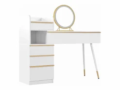 ModernLuxe Tocador con iluminación LED 100 x 41,5 x 102 cm - con 6 cajones - tablero extensible - Blanco