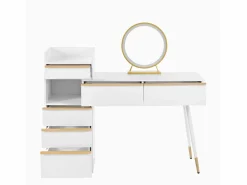 ModernLuxe Tocador con iluminación LED 100 x 41,5 x 102 cm - con 6 cajones - tablero extensible - Blanco