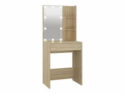vidaxl Tocador con LED color roble Sonoma 60x40x140 cm Color natural claro