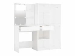 Best vidaxl Tocador con LED y 2 armarios madera contrachapada Blanco