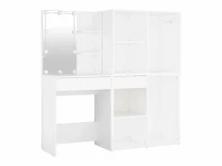 Best vidaxl Tocador con LED y 2 armarios madera contrachapada Blanco