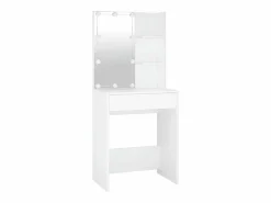 Best vidaxl Tocador con LED y 2 armarios madera contrachapada Blanco