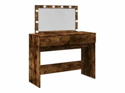 Discount Tocador con luces LED color roble ahumado 100x40x120 cm ES971655 Marru00f3n
