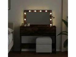 Discount Tocador con luces LED color roble ahumado 100x40x120 cm ES971655 Marru00f3n