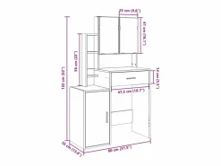 Clearance vidaxl Tocador con mueble 80x35x132 cm Blanco