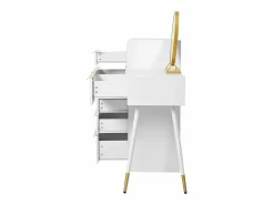 Tocador con tablero extensible - 100 x 41,5 x 102 cm - con 6 cajones + espejo LED - aglomerado - Tocador