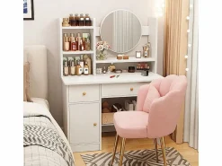 TOCADOR COSMÉTICO CON ESPEJO PARA MAQUILLAJE GRANDE ESTILO ESCANDINAVO