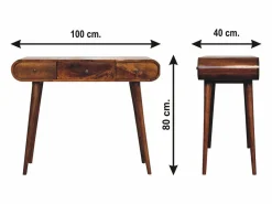 Tocador de castaño con espejo Artisan Furniture, 3 cajones, 1 espejo, marrón