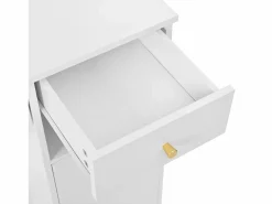 New Tocador de dormitorio con 3 cajones y 2 puertas, espejo LED, color - Incluye taburete Tocador