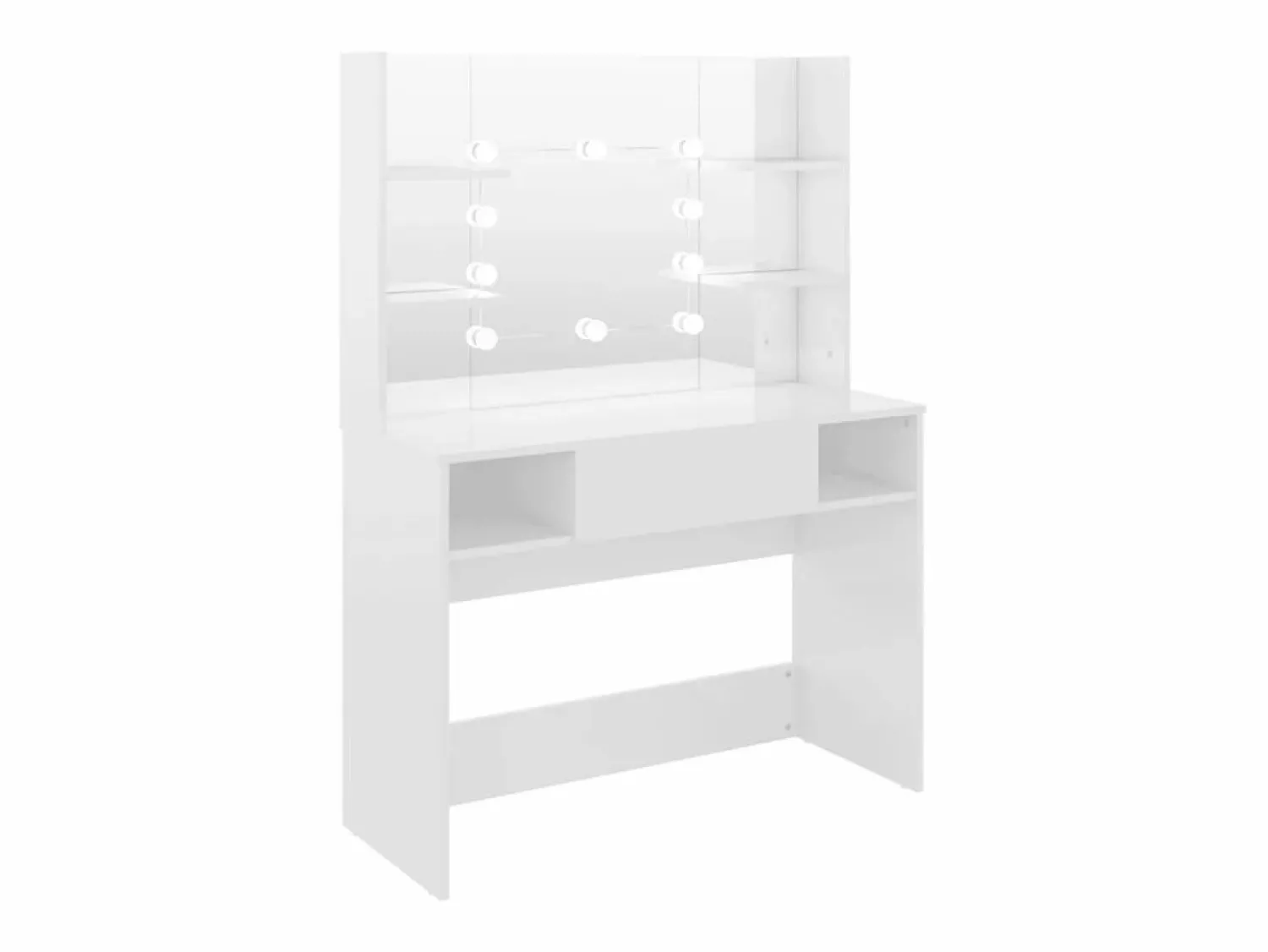 Tocador de maquillaje luces LED MDF brillo 100x40x135 cm ES583915